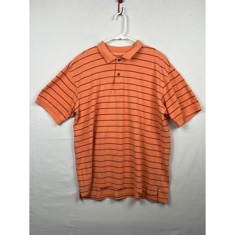 Canyon Creek Golf Polo Shirt Mens XL Striped Short Sleeve‎ Orange Maroon